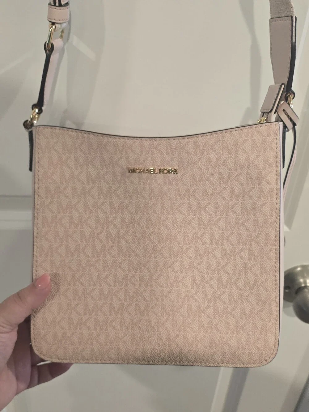 Michael Kors Blush Pink Logo Crossbody Sling EUC